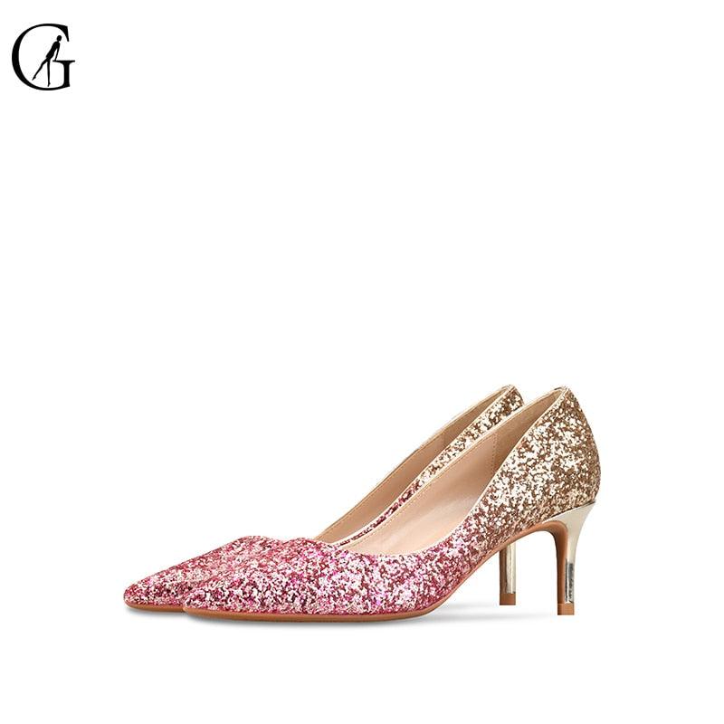 Great Women's Pumps - 8 Colors - Gradient Color Glitter Pointed Toe High Heels - Fashion Dress (SH1)(CD)(WO1)(F37)(F36)(F42)