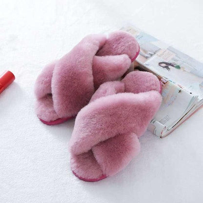 Great 100% Natural Sheepskin Fur Slippers - Fashion Female Winter Slippers (SS4)(SS2)
