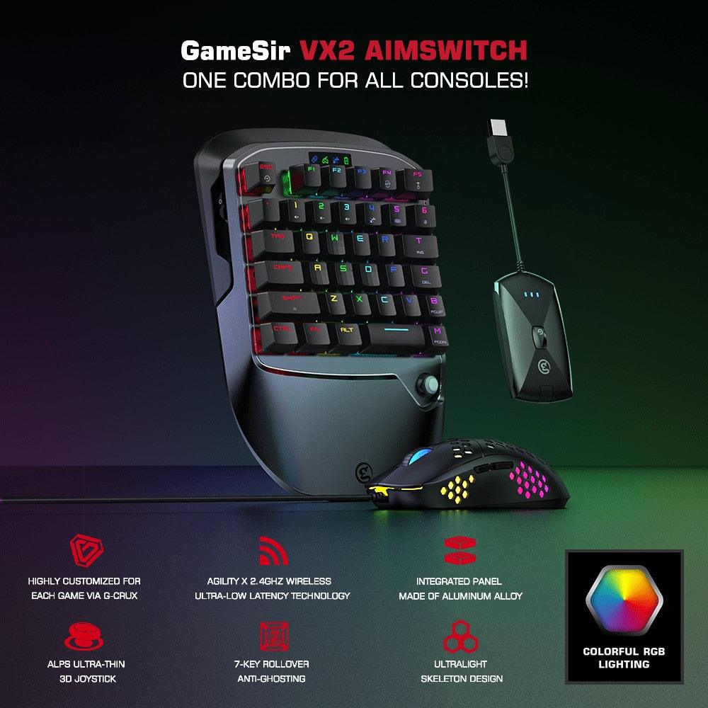 VX2 AimSwitch Gaming Keyboard Mouse and Adapter for Xbox One / PS4 / Nintendo Switch for Video Game Consoles PUBG COD (RG)(1U55)