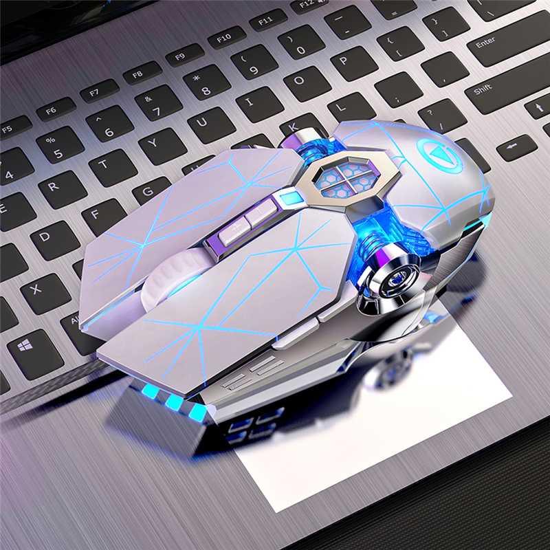 Gaming Mouse Rechargeable Wireless 2.4GHz Optical Silent Game LED Backlit USB 1600DPI Mice For Laptop PC Computer Gamer Desktop (D52)(CA1)