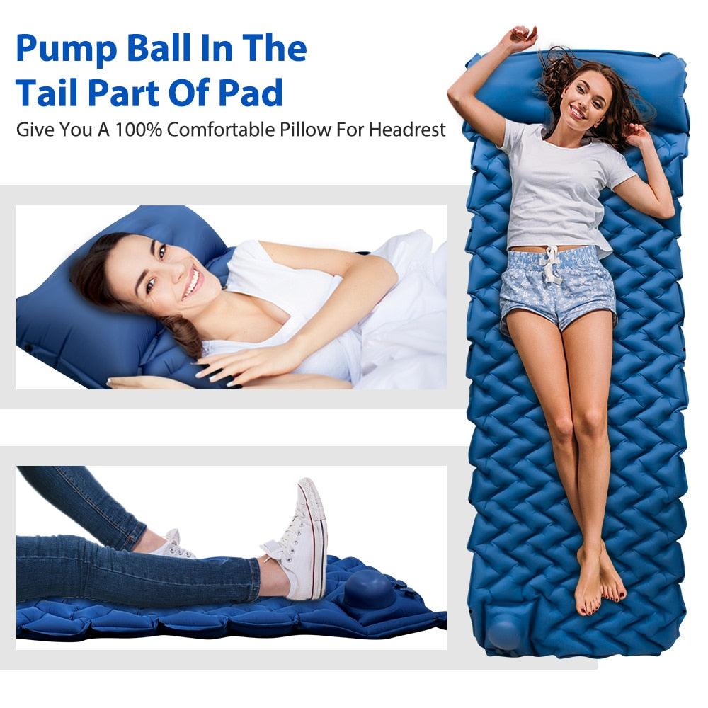Top Inflatable Air Mattress - Sleeping Mattresses In Tent with Pump Pillow Cushion (1U89)(6LT1)