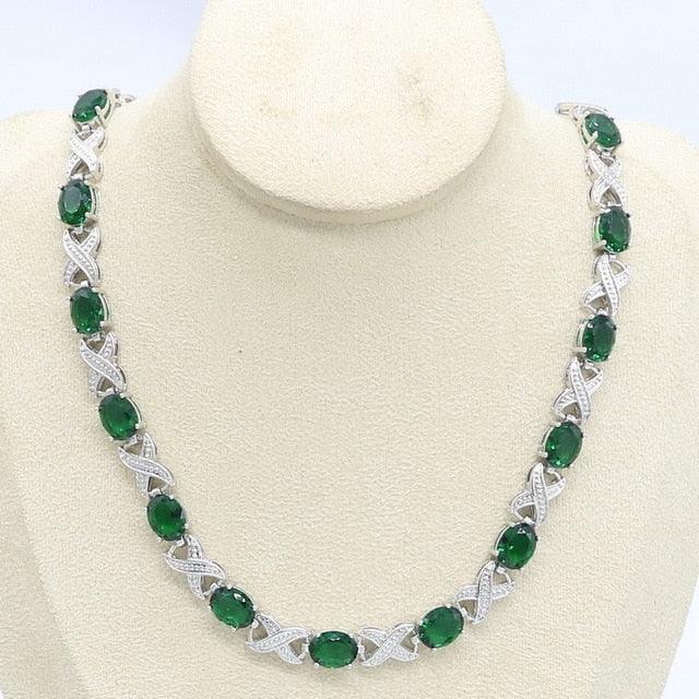 Beautiful Geometric White Zircon Silver Color Necklace - Women Bridal Jewelry (D81)(5JW)
