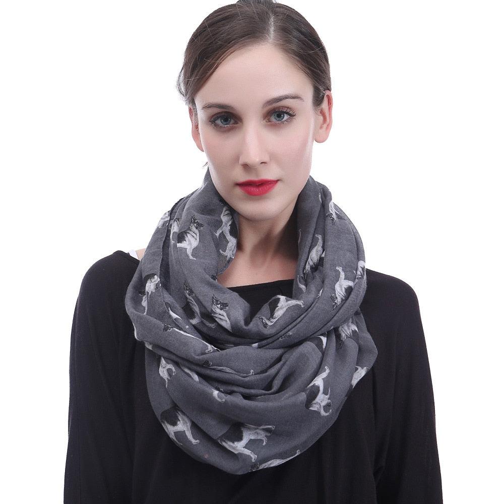 German Shepherd Dog Print Circle Infinity Scarf Wrap - Soft Lightweight (1U87)