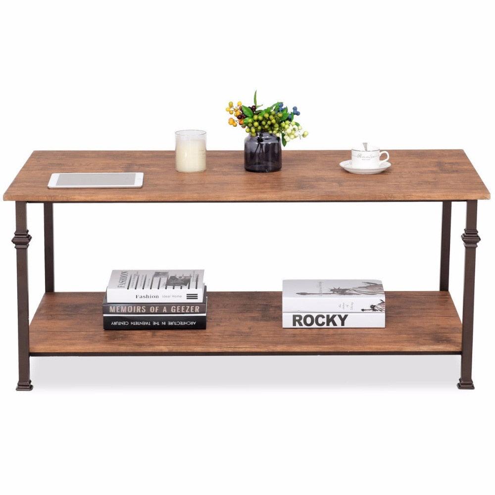 2 Tier Coffee Accent End Table Sofa Side Living Room Furniture W/Storage shelf Home Furniture (D67)(FW1)(1U67)