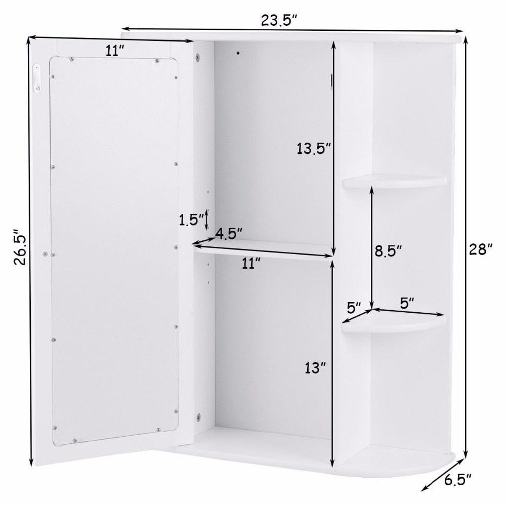 Bathroom Cabinet Single Door Shelves Wall Mount Cabinet W/ Mirror Organizer Modern Bathroom Furniture (FW5)(1U67)(B&5)(1U65)
