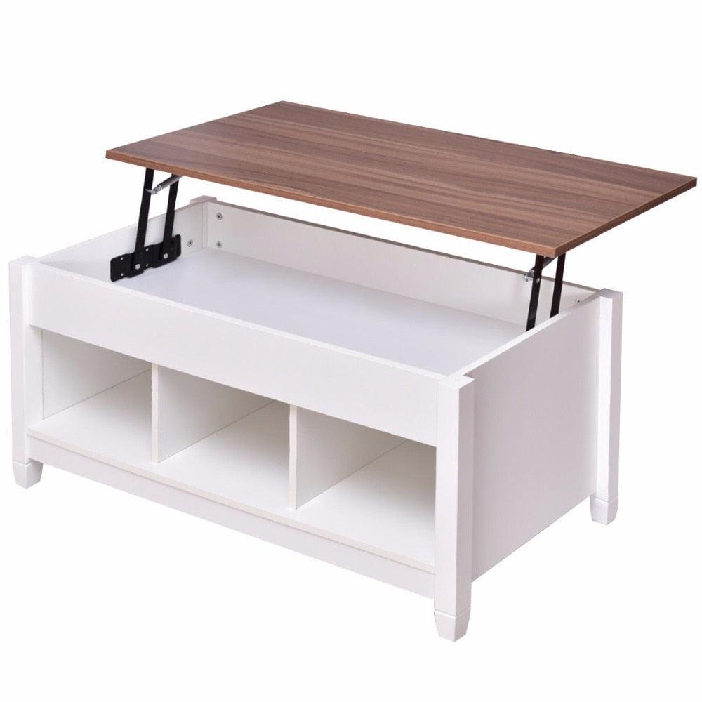 Lift Top Coffee Table w/ Hidden Compartment and Storage Shelves Modern Furniture Living Room Furniture (FW1)(1U67)