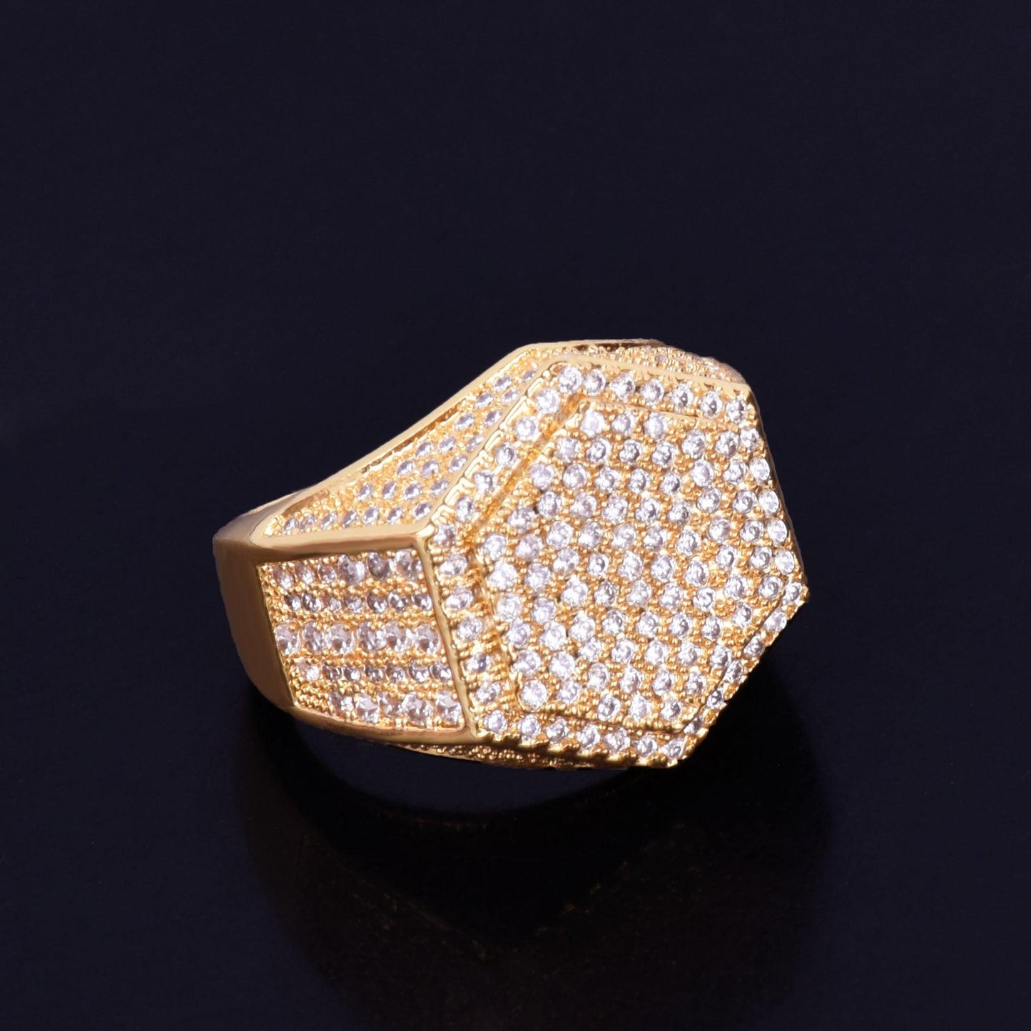 Gold Color Men's Ring - 18 K Copper Charm AAA Cubic Zircon Fashion Jewelry Ring (2U83)