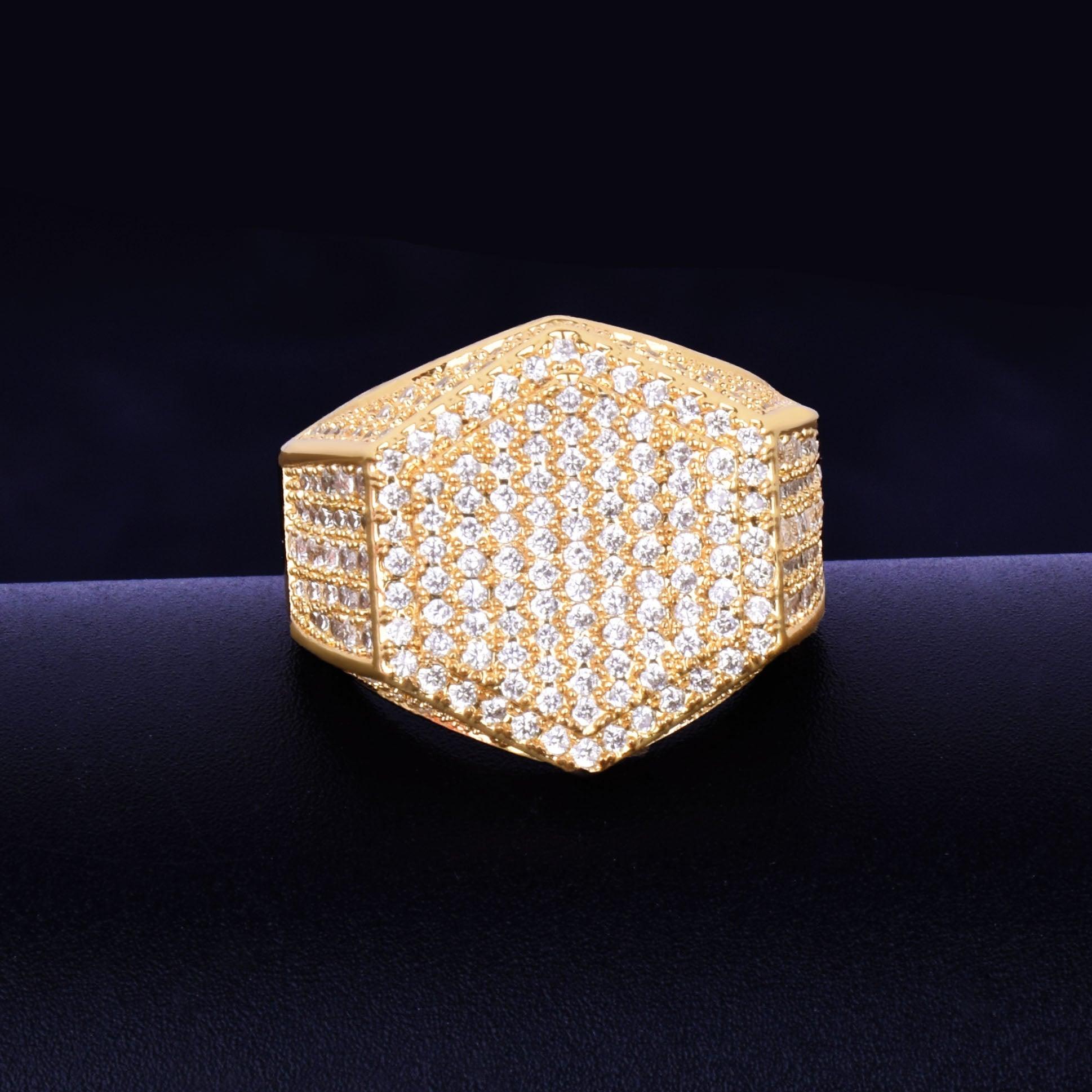 Gold Color Men's Ring - 18 K Copper Charm AAA Cubic Zircon Fashion Jewelry Ring (2U83)