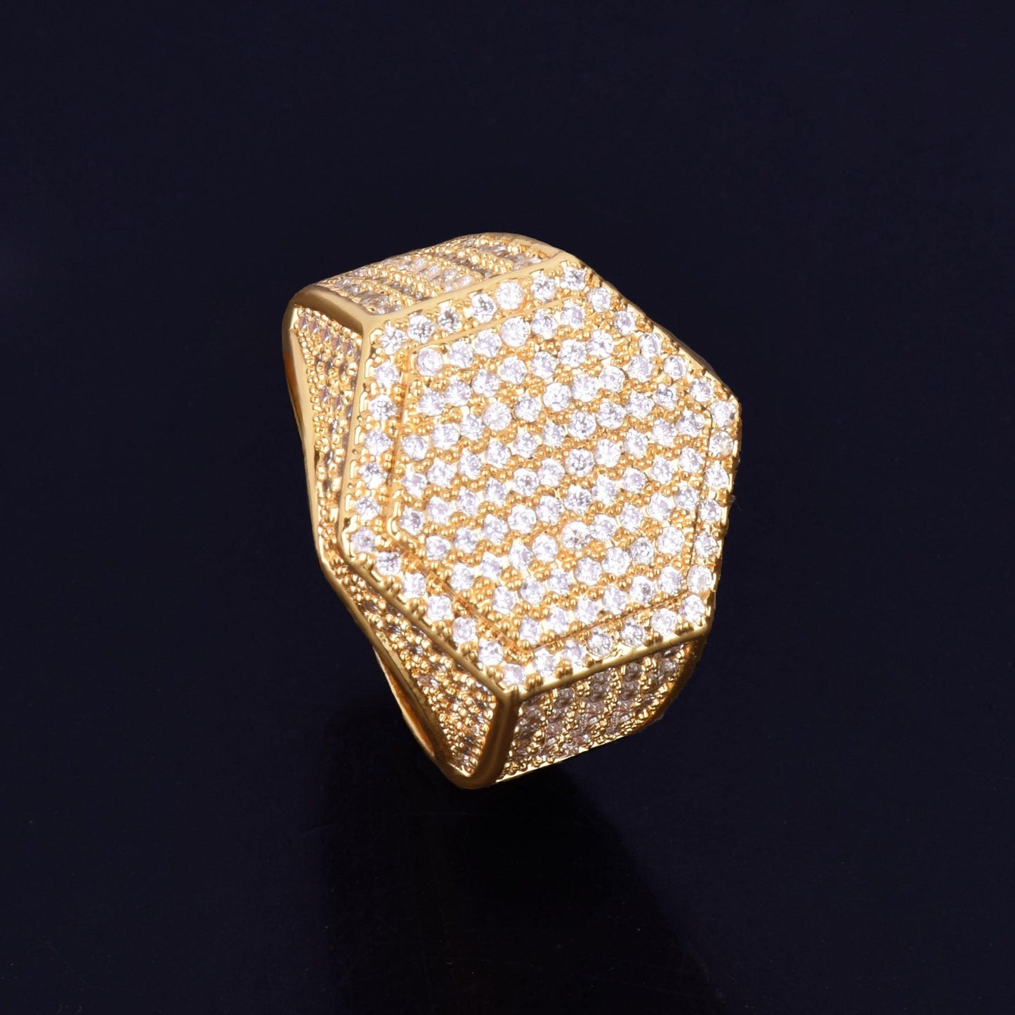 Gold Color Men's Ring - 18 K Copper Charm AAA Cubic Zircon Fashion Jewelry Ring (2U83)