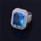 Great Gold Color Ring - Blue Color Stones Cubic Zircon Copper Jewelry (2U83)
