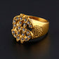 Gold Color Stainless Steel Dollar Sign Ring - Hiphop Rock Style Clear Stone Bling Ring (D83)(MJ1)