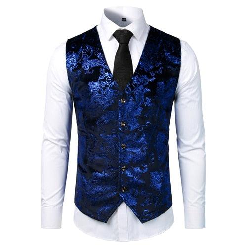 Trending Men's Suit Sleeveless Slim Fit Paisley Floral Dress Vests (T3M)(T4G)