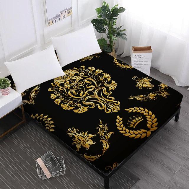 Star Print Bed Sheets Mandala Fitted Sheets King Queen Crown Print Sheet (5BM)