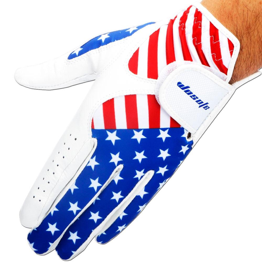 Great Golf Gloves - American Flag - Men's Left Handed ventilation Golf Gloves (D17)(4AC1)