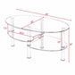 Tempered Glass Oval Side Coffee Table Shelf Chrome Base Living Room Clear Black Modern Coffee Table (FW1)(1U67)(F67)