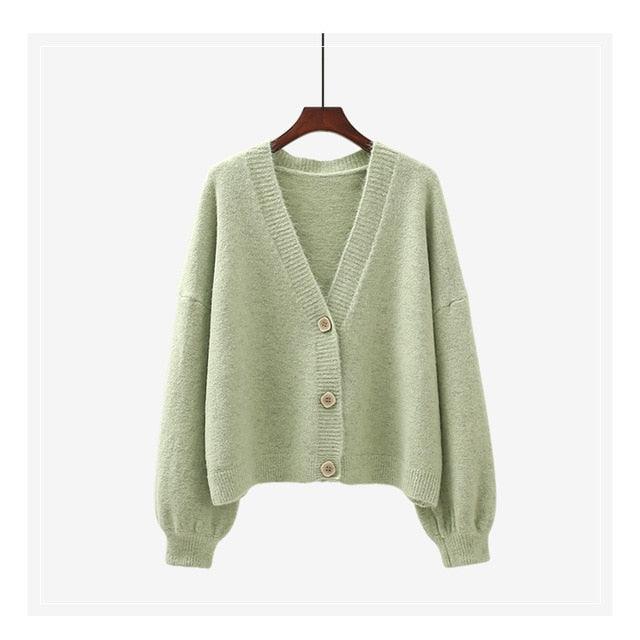 Winter Women Sweater Cardigans - Oversize V neck Knit Cardigans - Girls Outwear Chic Tops (TP4)(TB8C)