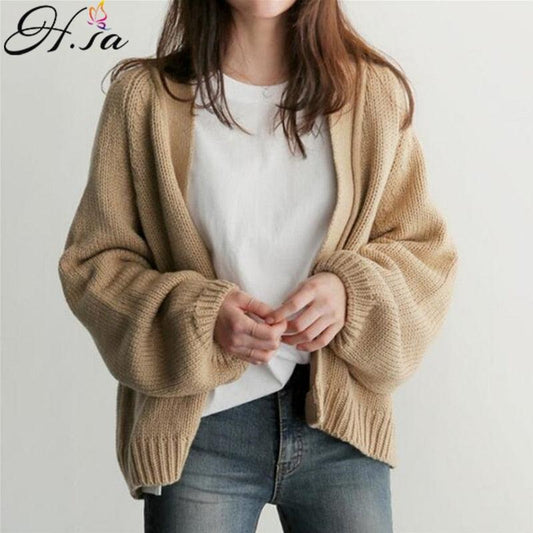 Amazing Women Sweater Cardigans - Long Sleeve Loose Sweater - Solid Knitting Outwear (TP4)(TB8C)(F20)