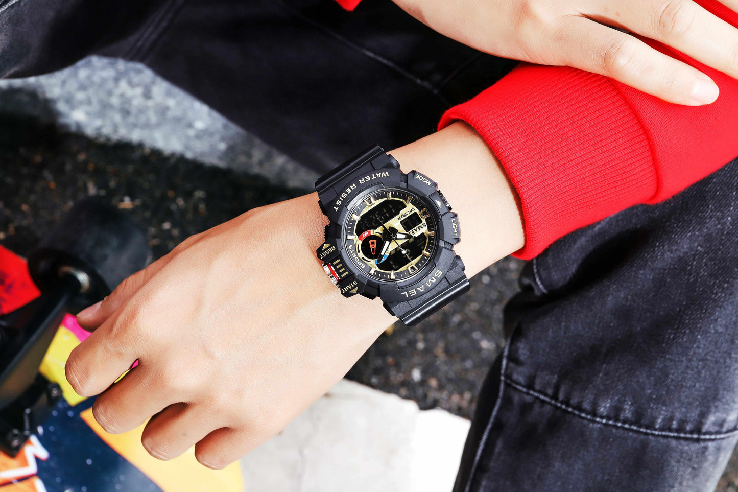 Military Watch For Men 50M Waterproof Clocks Luminous - Hands Digital Wristwatches Black Gold (MA9)(RW)(1U84)