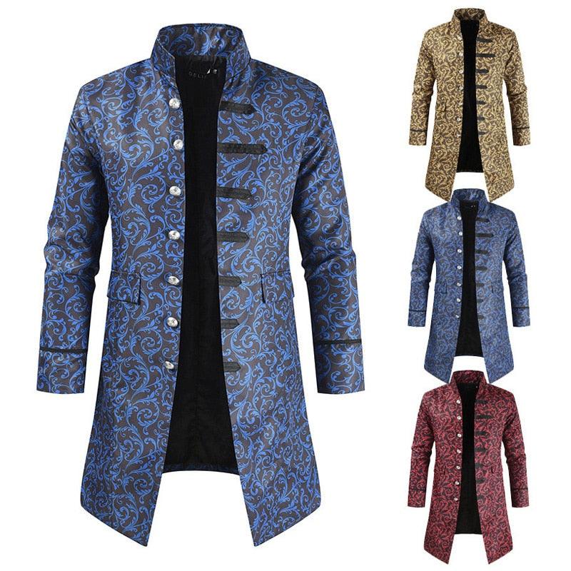 Trending Men Coat Jacquard Trench Coat - Men Vintage Medieval Gothic Mens Long Coat Halloween Cosplay Prince Trench Coats Men 5XL (D100)(TM4)(CC1) - Deals DejaVu