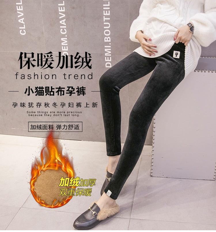 New Velvet Maternity Leggings Pants For Pregnant Women - Warm Winter Maternity Clothes -Thickening Pregnancy Trousers Clothing (2Z7)(7Z2)(1U4)