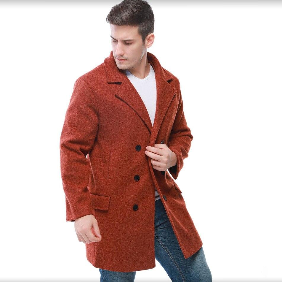 Solid Winter Trench Coat - Mens British Style Casual Double -Breasted Warm Mens Jacket Long Sleeve Oversized Male Overcoat (D100)(TM4)(CC1) - Deals DejaVu