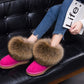Cute Fashion Genuine Cowhide leather women's boots - real fox fur - winter warm ankle boots, various colors, plus size (FS)(CD)(1U40)(1U38)(1U107)