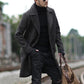 Solid Winter Trench Coat - Mens British Style Casual Double -Breasted Warm Mens Jacket Long Sleeve Oversized Male Overcoat (D100)(TM4)(CC1) - Deals DejaVu