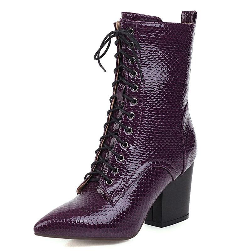 Pointed Toe Snake Boots Woman Ankle Strap Plush Inside Autumn Winter Shoes Female Fashion Zipper (BB2)(CD)(WO4)(BB5)(F38)(3U38) - Deals DejaVu