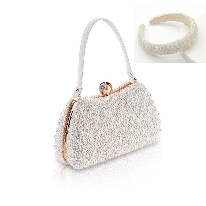 New Handbag Pearl Day Clutch Luxury Women Wedding Chain Crossbody Shoulder Bag - Small Hand Purse Crystal Evening Party Bags (WH1)(WH6)(1U43) - Deals DejaVu