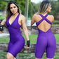 Sexy Backcross Women Bodysuit Sleeveless Textured Jumpsuit - Women One Piece Gym Sport Workout Fitness Rompers For Female Summer (2U24)(BAP)(TBL)