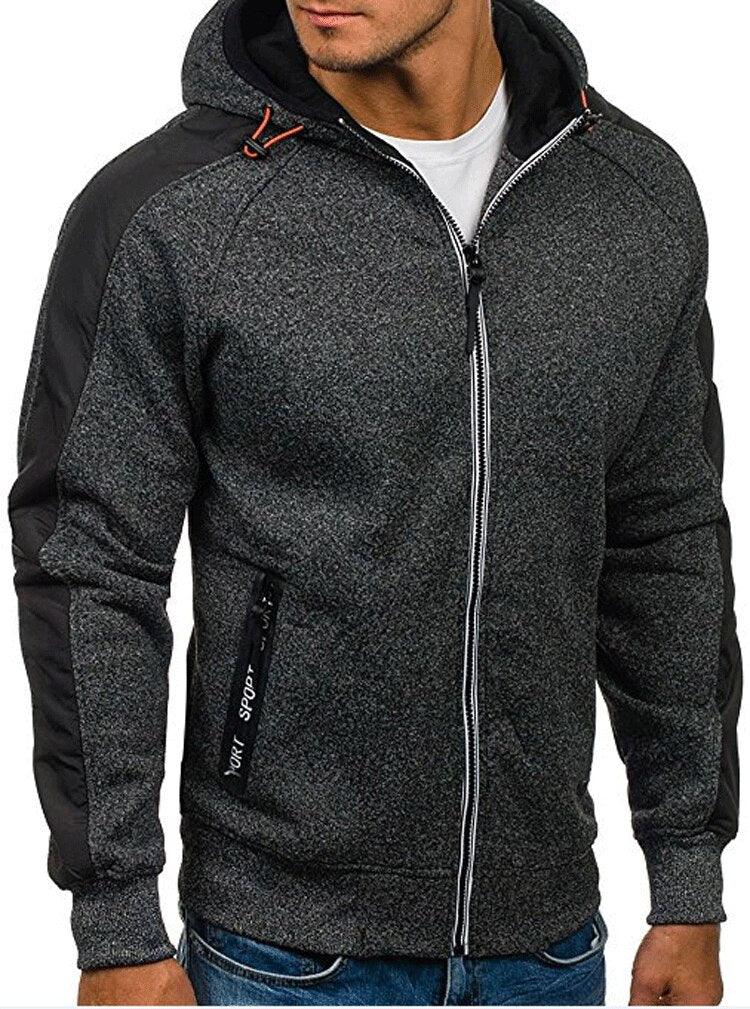 Men Sports Casual Wear Zipper - Fashion Tide Jacquard Hoodie - Fleece Jacket Fall Sweatshirts Spring Autumn Coat (TM5)(CC1)(1U100)