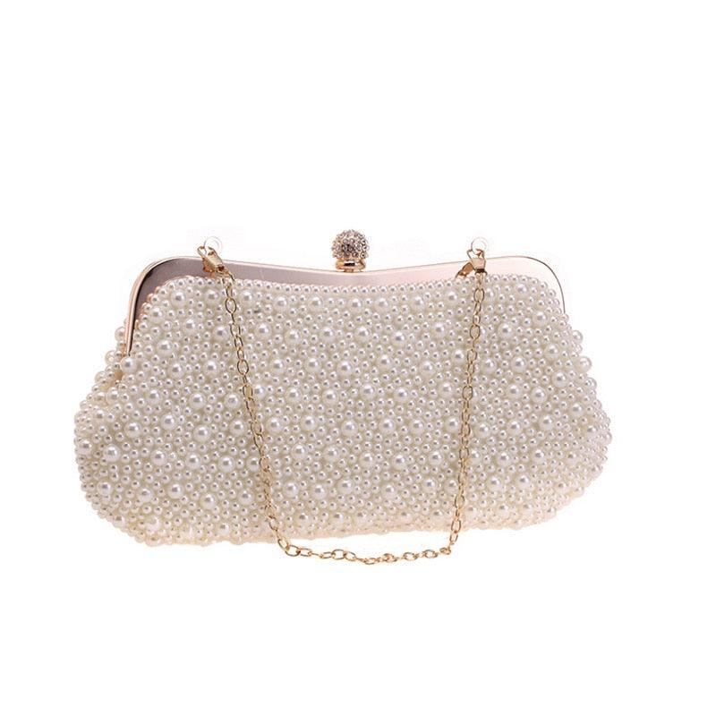 New Pearl Luxury Evening Clutch Bag For Women - Bridal Wedding Designer Purses And Handbags Chain Diamond Elegant Lady Hand Bag (WH1)(WH6)(1U43) - Deals DejaVu