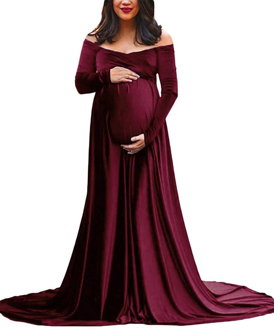 pregnancy dresses winter Gray Short Sleeves V-neck Maternity Dress Baby Shower Dress, Gray / M