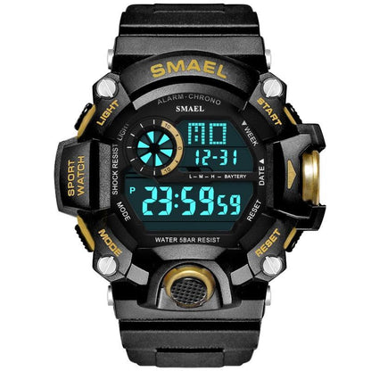 Trending Men Watch 50m Waterproof - Luxury LED Luminous Watches - Camouflage Watch Band 1385C Digital Wristwatches Military (MA9)(RW)(1U84)