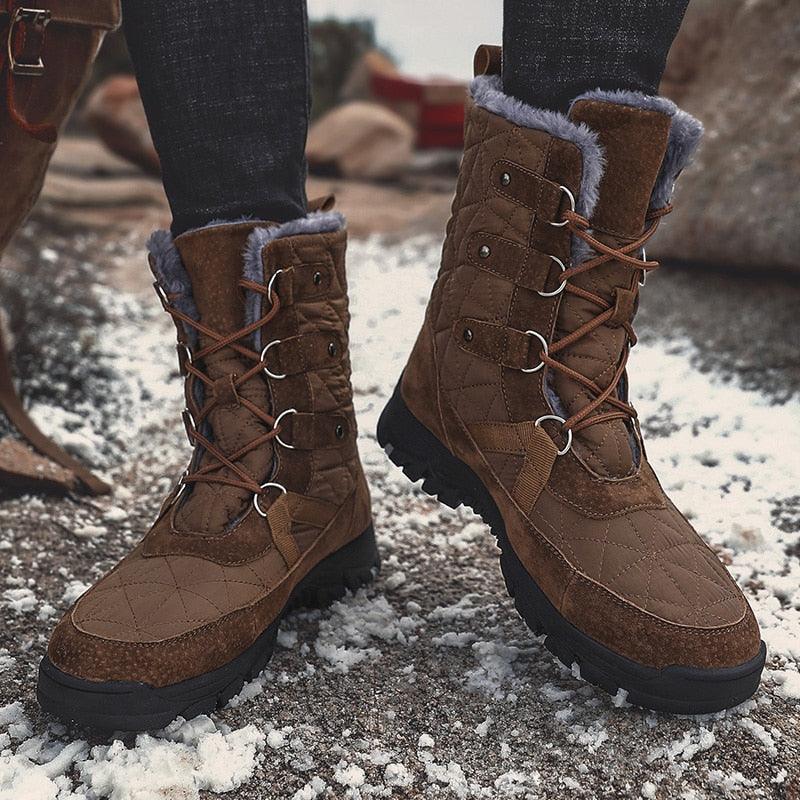 Great Large Size Winter Warm Plush Snow Boots Men Lace Up Casual High Top Men Boots Waterproof Anti-Slip Ankle Boots Motorcycle Boots (MSB1)(MSF6)(MSB4) - Deals DejaVu