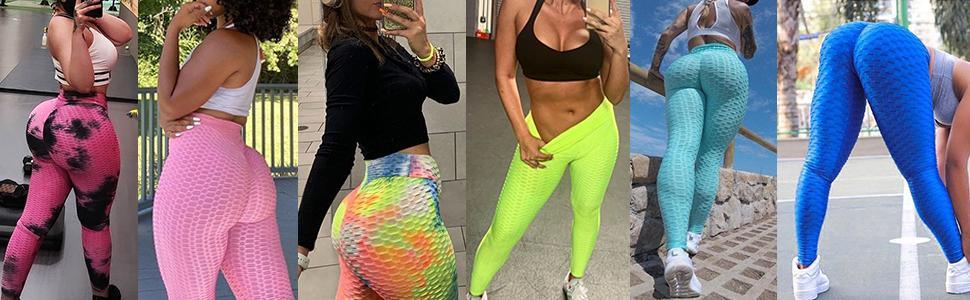 Cute Scrunch Back Fitness Leggings Hips Up Booty Workout Pants - Womens Gym Activewear For Fitness High Waist Long Pant Leggins Mujer (2U24)(BAP)(TBL)