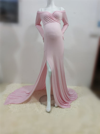 Sexy Maternity Dresses - For Photo Shoot Maxi Gown Split Side Women Pregnant Photography Props (1U5)(Z6)(Z8)(1Z1)(2Z1)(3Z1)(4Z1)(7Z1)