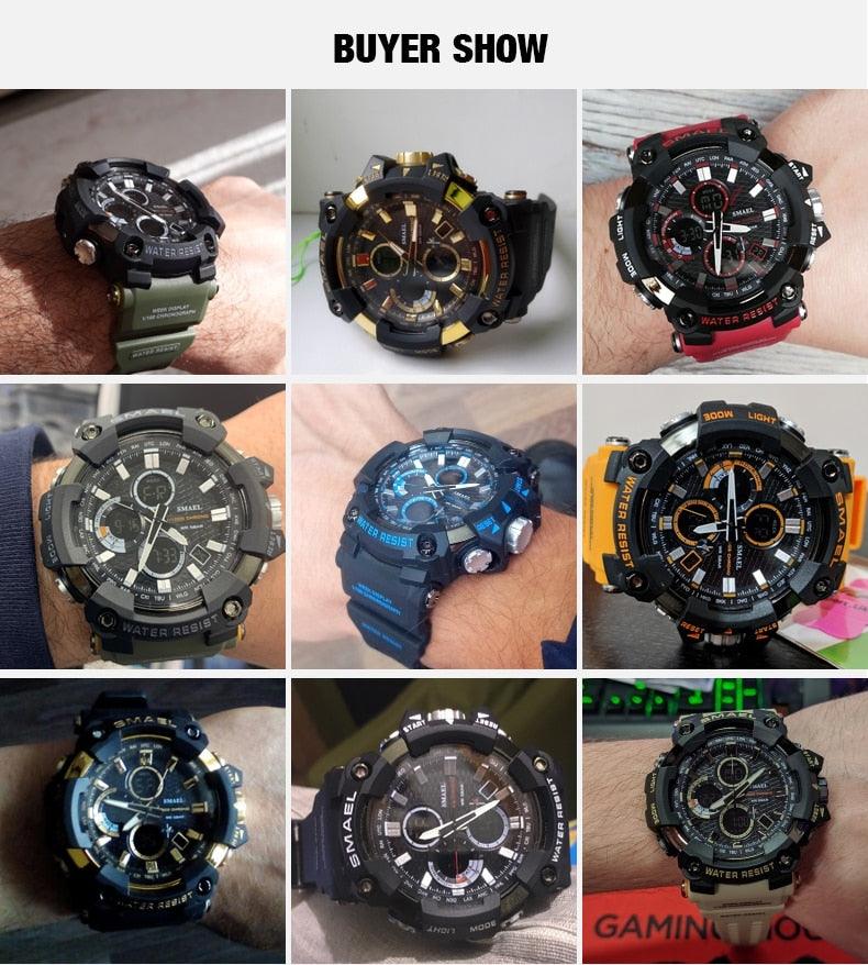 Sport Watch Dual Time Men Watches - 50m WaterproofMale Clock Military Watches - 1802D - Watches Gifts (MA9)(RW)(1U84)