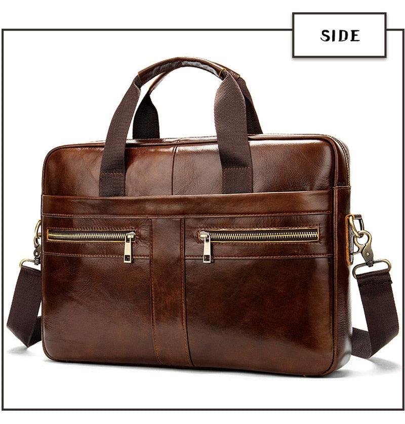 New Vintage Leather Men Bag - Genuine Leather Messenger Bag - Men Shoulder Bags Male Laptop Briefcase Bag Casual Men Handbag (3MA1)(LT4)(1U78) - Deals DejaVu