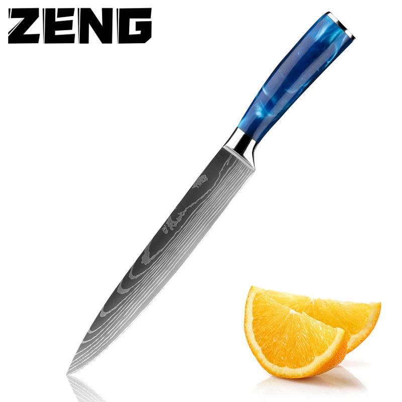 New Japanese Kitchen Knives Laser Damascus Pattern Chef Knife Sharp Santoku Cleaver Slicing Utility Knives Tool (AK5)(1U61)