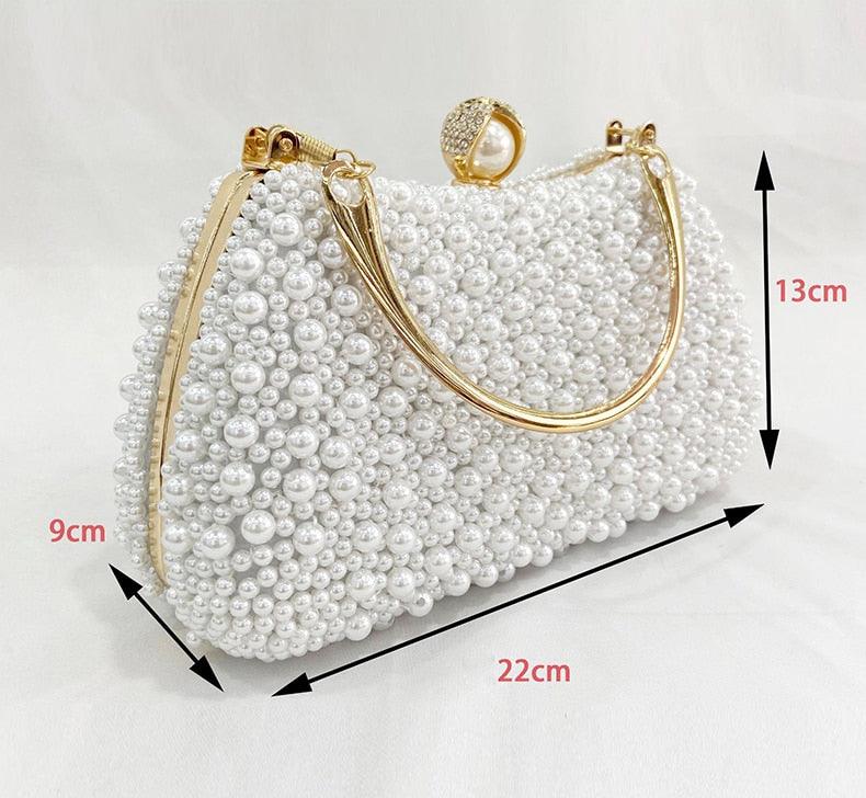 Women Beaded Pearl Wedding Clutch Purse And Handbag - Rhinestone Luxury Designer Brand Ladies Exquisite Banquet Evening Bag (WH1)(WH6)(1U43) - Deals DejaVu