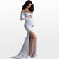Maternity White Photo Dress - Pregnant Women Mermaid Sexy Gown Pregnancy Dress (1U5)(Z6)(Z8)(1Z1)(2Z1)(3Z1)(4Z1)(7Z1)