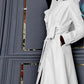 Great Spring Runway Women White Long Leather Trench Coat - Long Sleeve Elegant Luxury fashion Womens Coats- New Designer (TB8B)(TB8A)(TP3)(1U23) - Deals DejaVu
