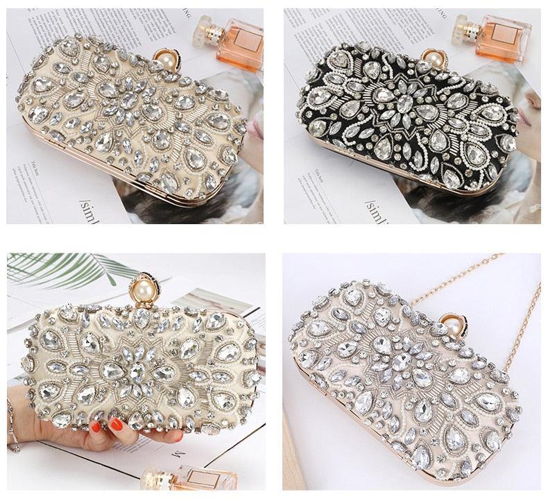 Hot Vintage Wedding Clutch Women Evening Bag - Party Purse And Handbag Rhinestone Pearl Beaded Luxury Bag Women Shoulder Bag (WH1)(WH6)(1U43) - Deals DejaVu