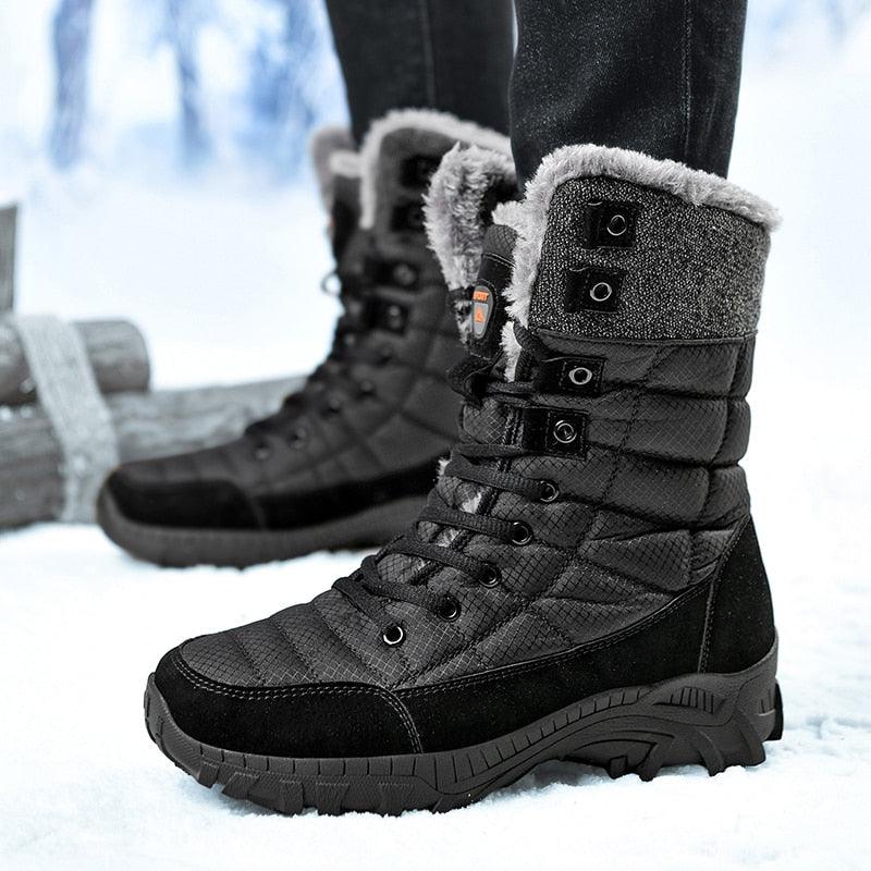 Men Winter Snow Boots Super Warm Men Hiking Boots High Quality Waterproof Leather High Top Big Size Boots Outdoor Sneakers (MSB1)(MSF6)(MSB4) - Deals DejaVu
