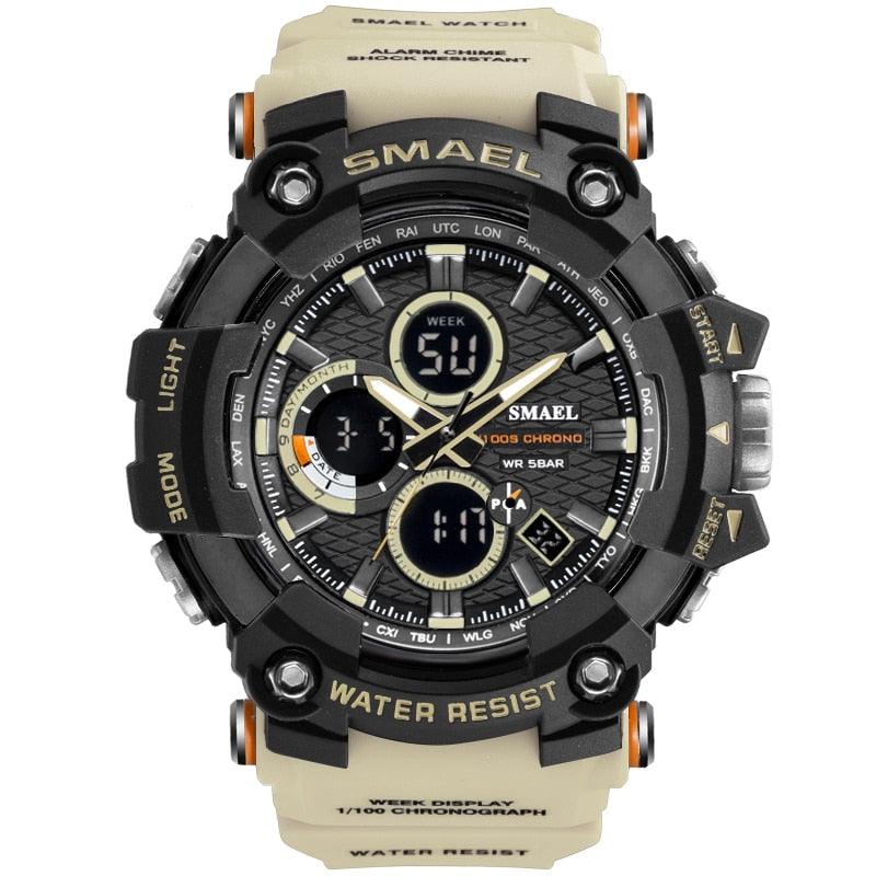 Sport Watch Dual Time Men Watches - 50m WaterproofMale Clock Military Watches - 1802D - Watches Gifts (MA9)(RW)(1U84)