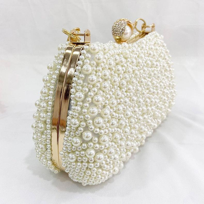 Women Beaded Pearl Wedding Clutch Purse And Handbag - Rhinestone Luxury Designer Brand Ladies Exquisite Banquet Evening Bag (WH1)(WH6)(1U43) - Deals DejaVu