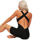 Sexy Backcross Women Bodysuit Sleeveless Textured Jumpsuit - Women One Piece Gym Sport Workout Fitness Rompers For Female Summer (2U24)(BAP)(TBL)