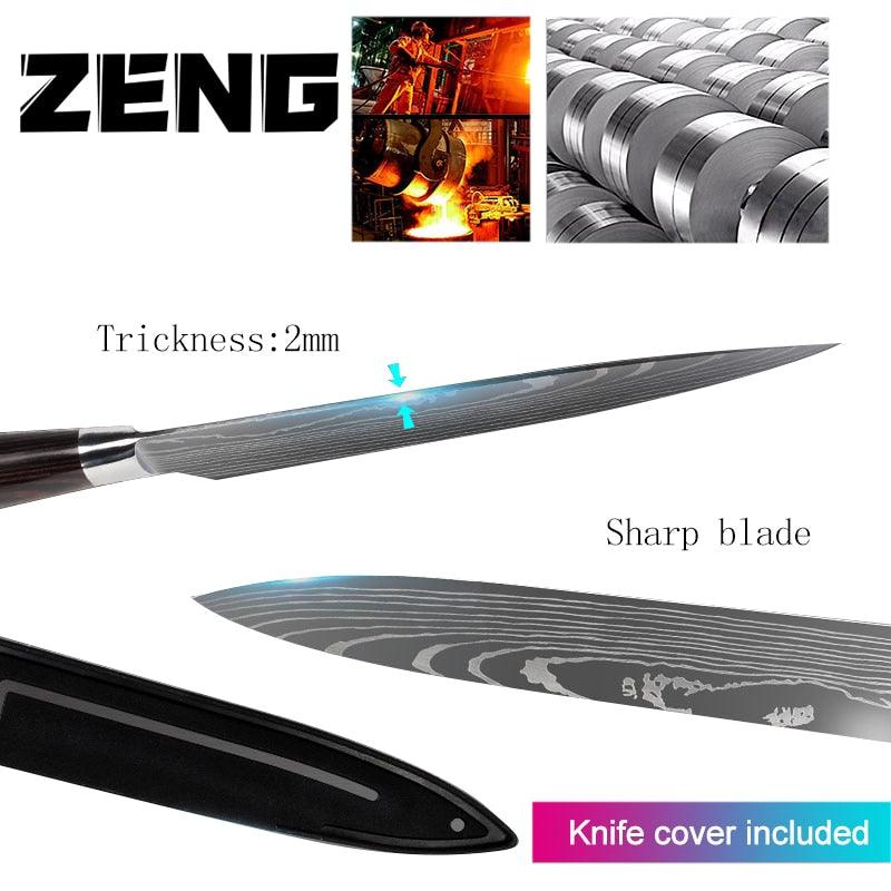 Trending Japanese Upgraded Stainless Steel Chef Knife Set - Laser Damascus Pattern Stainless Steel Sharp Cleaver Slicing Utility Knive (AK5)(1U61)