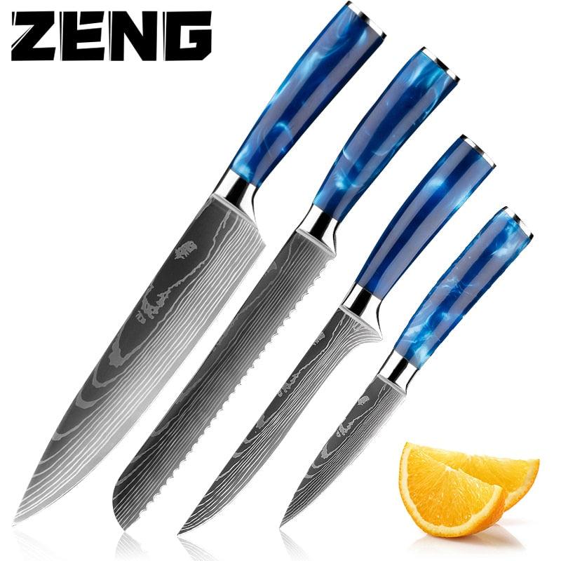 New Japanese Kitchen Knives Laser Damascus Pattern Chef Knife Sharp Santoku Cleaver Slicing Utility Knives Tool (AK5)(1U61)